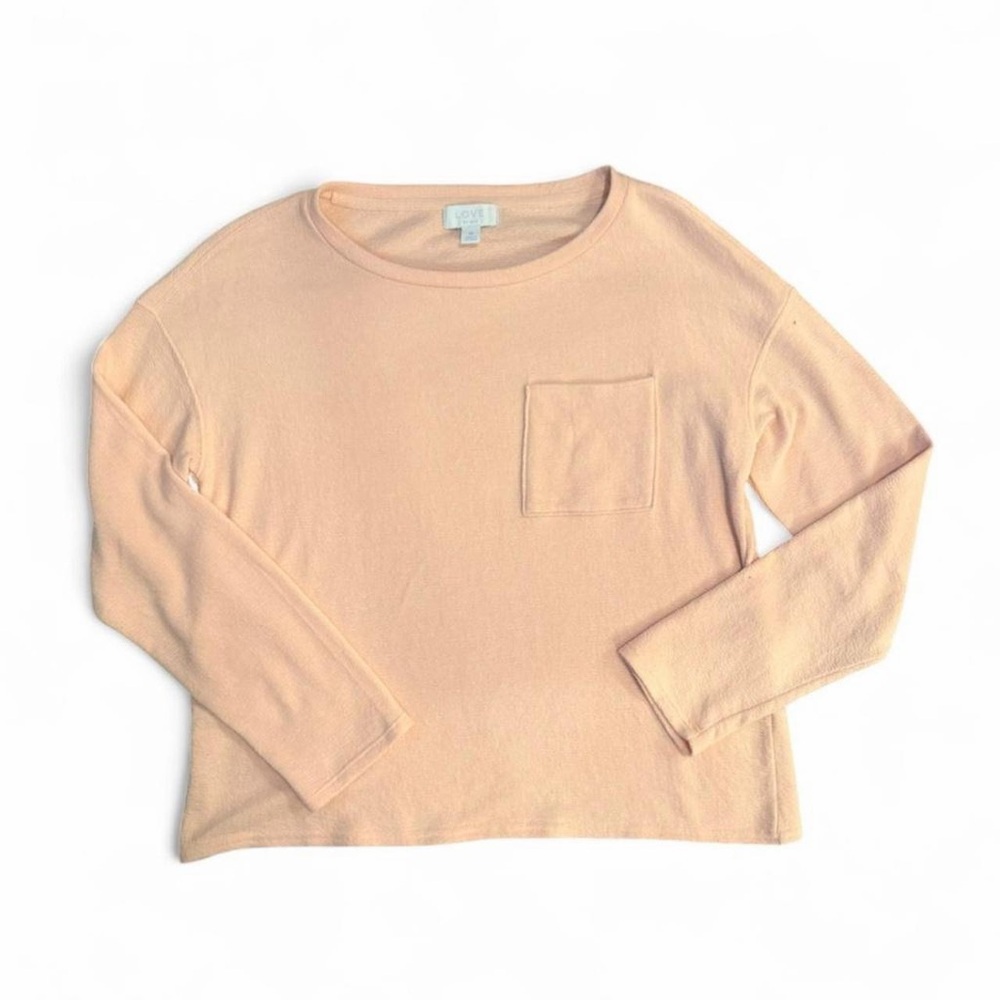 Love by Gap Soft Pink Pocket Long Sleeve Top Neutral Coquette Preppy Size M